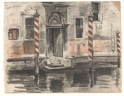 Hus på Canale Grande i Venedig, med farvenoter af Willem Arnoldus Witsen