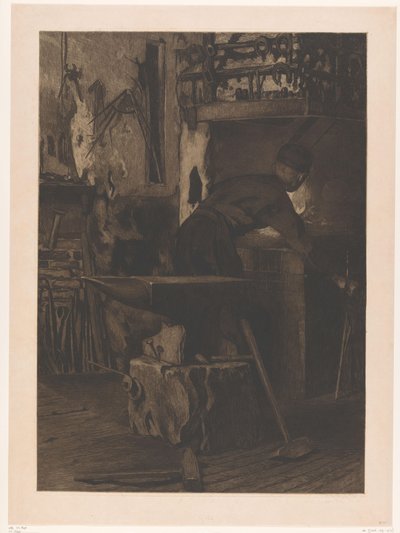 Smed ved bålet i en smedje i Wijk bij Duurstede Forge with fire (Jan) (original titel) af Willem Arnoldus Witsen