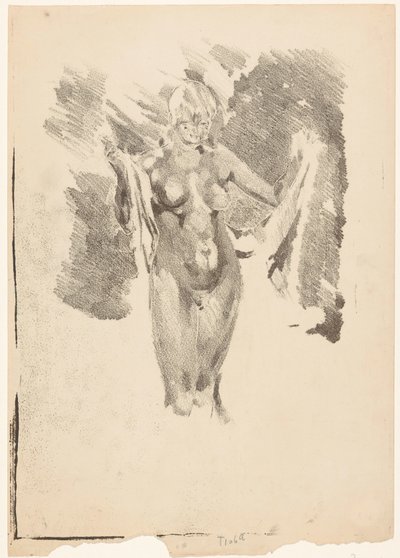 Stående nøgen kvinde, der tørrer sig af Willem Arnoldus Witsen