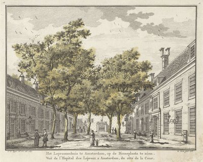 Udsigt over gården til Leprozenhuis i Amsterdam af Willem Writs