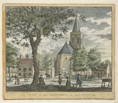 Kirke og tingsted i Hilversum i 1762 (før branden 1766) Kirken og Regthuset i Hilversum (titel på objektet) af Willem Writs