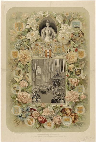 Til minde om den højtidelige kroning af HM Dronning Wilhelmina i Nieuwe Kerk i Amsterdam - 6. september 1898 (titel på objektet) af Willem Zwart