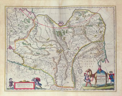 Kort over Sibirien og Kina fra Le Theatre du Monde eller New Atlas, 1645 af Willem Janszoon Blaeu