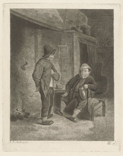 Interiør med landmænd af Willem de Bruin