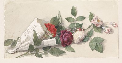 Buket af roser og pelargonium af Willem de Famars Testas