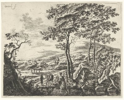 Landskab med en Mule Driver Landskaber med figurer (serietitel) af Willem de Heusch