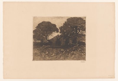Gård eller gård i nærheden af ​​store træer af Willem de Zwart (signed by artist)