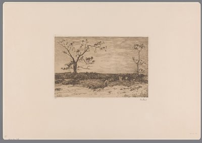 Landskab med nøgne træer og skovhuggere Indlæser coppice (original titel) af Willem de Zwart (signed by artist)