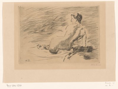 Tilbagelænet nøgen kvinde Liggende nøgen (original titel) af Willem de Zwart (signed by artist)
