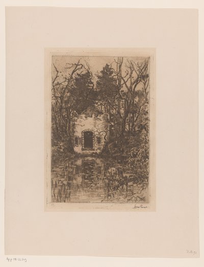 Ruin ved en dam Ruiner ved en dam (Lage Vuursche) (original titel) af Willem de Zwart (signed by artist)