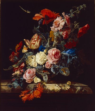 En vase med blomster, 1663 af Willem van Aelst