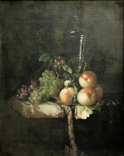 Druer, ferskner og store glas af Willem van Aelst