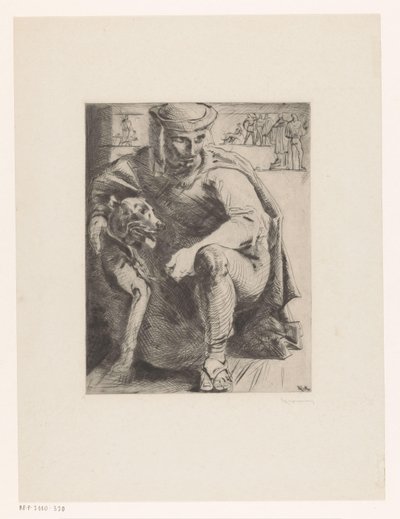 jæger med hund af Willem van Konijnenburg (signed by artist)