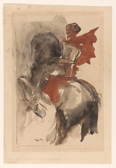 Ridder til hest af Willem van Konijnenburg (signed by artist)