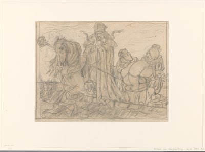 Sinterklaas med to Piets på et tag af Willem van Konijnenburg