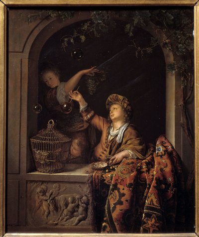 sæbebobler. Maleri af Willem Van Mieris (1662 - 1747) af Willem Van Mieris