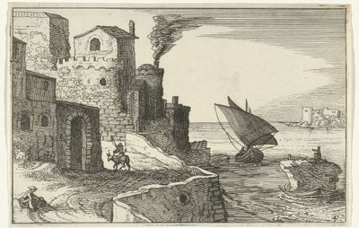 Kystlandsby Romerske ruiner og kystlandskaber (serie 1) (serietitel) af Willem van Nieulandt (II)