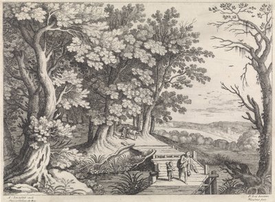 Landskab med Abraham og Isak Italienske landskaber (serietitel) af Willem van Nieulandt (II)