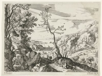 Landskab med Juda og Tamar Italienske landskaber (serietitel) af Willem van Nieulandt (II)