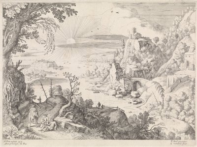 Landskab med den barmhjertige samaritaner af Willem van Nieulandt (II)