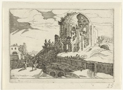 Nymphaeum i Rom Romeinse ruïnes (serie 2) (serietitel) af Willem van Nieulandt (II)