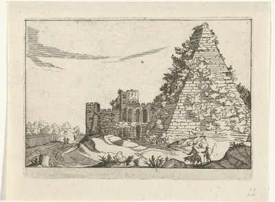 Piramide van Gaius Cestius Romerske ruiner (serie 2) (serietitel) af Willem van Nieulandt (II)