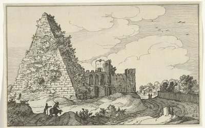 Gaius Cestius pyramide Romerske ruiner og kystlandskaber (serie 1) (serietitel) af Willem van Nieulandt (II)