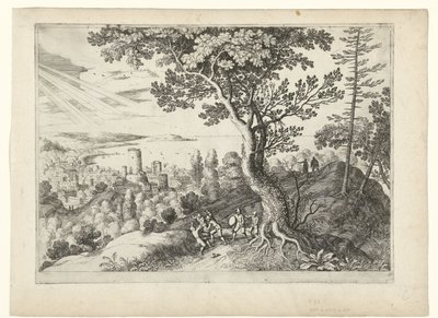 Rejsende bliver angrebet af røvere Italienske landskaber (serietitel) af Willem van Nieulandt (II)