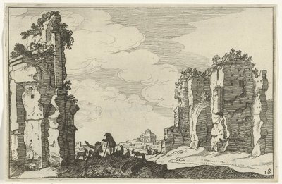 Ruin af Caracalla-badene Romerske ruiner og kystlandskaber (serie 1) (serietitel) af Willem van Nieulandt (II)