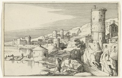 By med tårne ​​på vandet Romerske ruiner og kystlandskaber (serie 1) (serietitel) af Willem van Nieulandt (II)