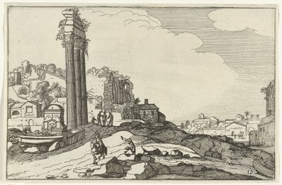 Castor og Pollux tempel Romerske ruiner og kystlandskaber (serie 1) (serietitel) af Willem van Nieulandt (II)