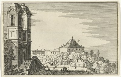 Trinità dei Monti i Rom Romeinse ruïnes en kustlandschappen (serie 1) (serietitel) af Willem van Nieulandt (II)