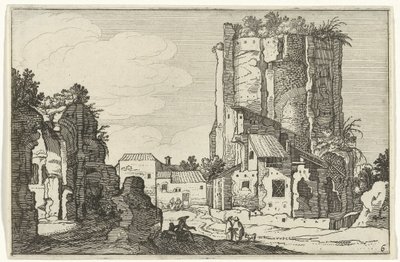 To ruiner Romerske ruiner og kystlandskaber (serie 1) (serietitel) af Willem van Nieulandt (II)