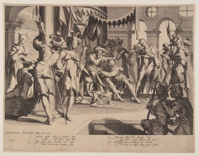Judge Bias Shedding Tears, planche 9 fra Thrones of Justice (Thronus Iustitiae) af Willem van Swanenburgh