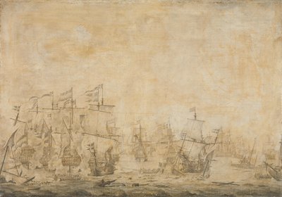 Slaget mellem den hollandske og svenske flåde, i Øresund, 8. november 1658 af Willem van de Velde (I) (attributed to)