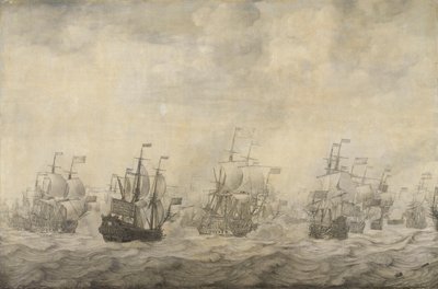 Episode fra de fire dages kamp, 11-14 juni 1666, af den anden engelsk-hollandske krig, 1665-67 af Willem van de Velde (I)