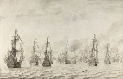 Slaget ved Dunkerque Søslaget mod spanierne nær Dunkerque, 18. februar 1639 af Willem van de Velde (I)