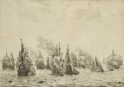 Slaget ved Livorno (Leghorn) Søslaget ved Livorno, 14. marts 1653: Episode fra den første engelsk-hollandske krig (1652-54) af Willem van de Velde (I)