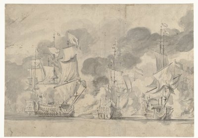 Slaget ved Lowestoft den 13. juni 1665 af Willem van de Velde (I)