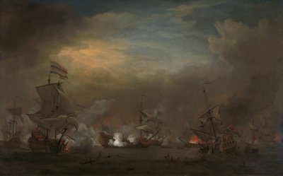Møde under slaget ved Kijkduin Søslaget mellem Cornelis Tromp på Gouden Leeuw og Sir Edward Spragg om den kongelige prins under slaget ved Kijkduin (slaget ved Texel), 21. august 1673: episode fra den tredje engelsk-hollandske krig af Willem van de Velde (II)