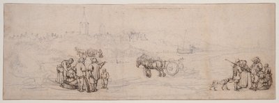 Klitscene med Bondefigurer af Willem van de Velde