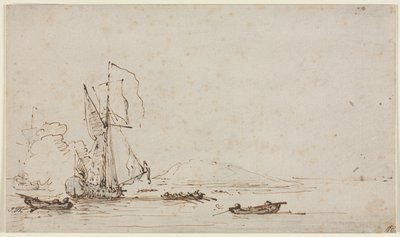 Yacht modtager salut, ca. 1700. af Willem van de Velde