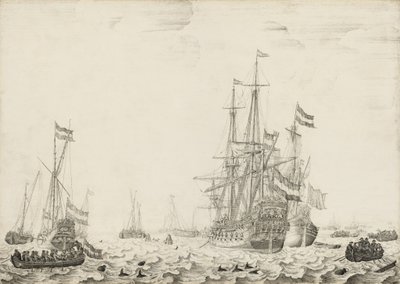 Hollandske skibe nær kysten, begyndelsen af 1650