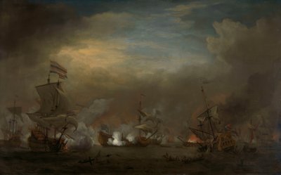 Natte søslag mellem Cornelis Tromp på Gouden Leeuw og Sir Edward Spragge på Royal Prince af Willem van de Velde the Younger