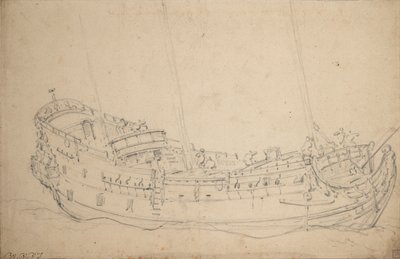 Portræt af en engelsk femmer, ca. 1675 (grafit) af Willem van de Velde the Younger