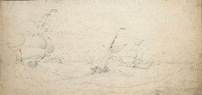 En hollandsk eskadre på vej mod vinden i høj sø, ca. 1672 (grafit) af Willem van de the Elder Velde