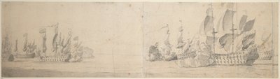 Beach og van Gents aktion af Willem van de the Elder Velde