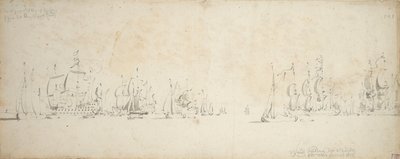 De Ruyter slutter sig til Tromps flåde i Nordsøen, 8.-18. august 1665 af Willem van de the Elder Velde