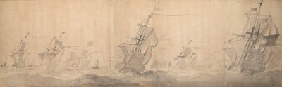 Hollandsk flåde slår op ad kysten ud for de nordfrisiske øer 9 [OS] / 19. oktober 1658 af Willem van de the Elder Velde