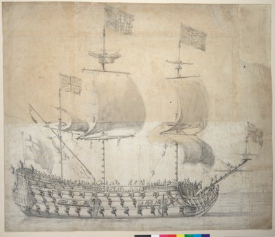 HMS Britannia (tegning) af Willem van de the Elder Velde
